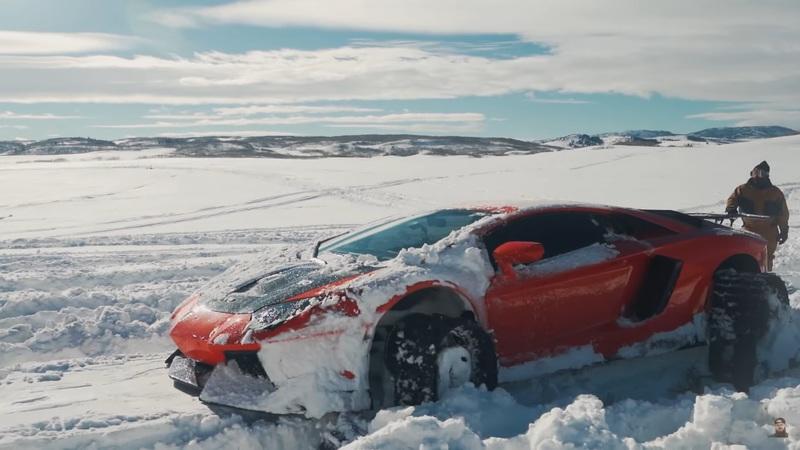 This Lamborghini Aventador on Snow Tracks Is Definite Evidence That Someone Is Too Bored With Too Much Money