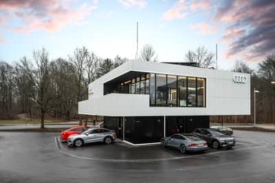 Audi's Innovative Quick Charging Hub: Chill In A Swanky Lounge Or Test Drive an E-Tron