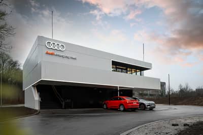 Audi's Innovative Quick Charging Hub: Chill In A Swanky Lounge Or Test Drive an E-Tron