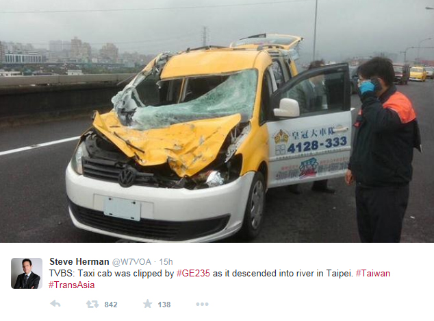 Dashcam Shows TransAsia Flight Crash Into Taxi, Bridge: Video